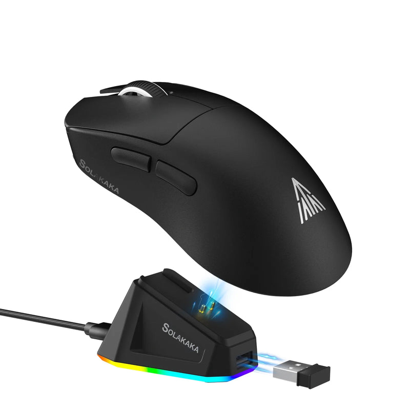 SOLAKAKA SM822 SM820 Gaming Mouse Tri-Mode 2.4GHz/Bluetooth/Wired PAW3311 24000DPI Macro Gaming Mouse with Charging Dock