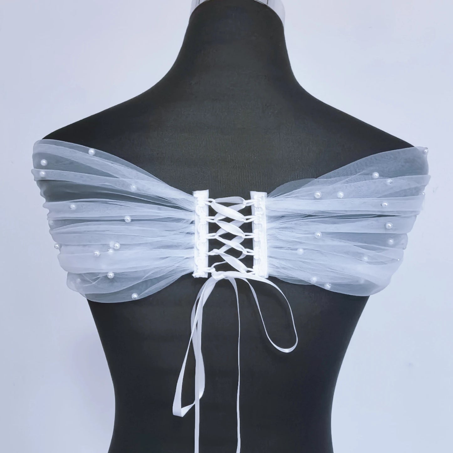 Wedding Wrap Pearls Beaded Top Wedding Dresses Accessories Removable Bolero Bridal Tulle Short Detachable Party Accessory  VPG15