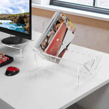 Acrylic Desktop Bookcase Book Storage Organizer Shelf Bookshelves Clear Modern Tabletop book magazine Rack for Office Home