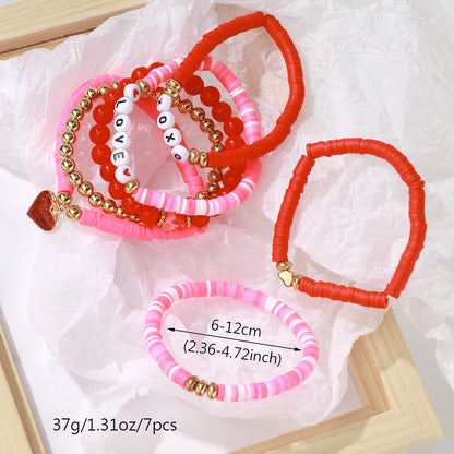 1 set of new Valentine's Day love soft ceramic layered bracelet set suitable for gift giving and daily wear