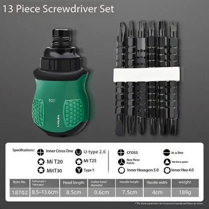 TUOSEN Ratchet One Word Screwdriver Sets Manual Magnetic Phillips Slotted Telescopic Double Head Screw Driver Bits Repair Tools