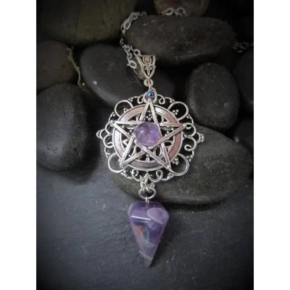 White Purple or Green Witch Necklace, Pagan Necklace, Witch Necklace, Wicca Necklace, Pentacle Jewelry, Pagan, Wicca, Pentagram