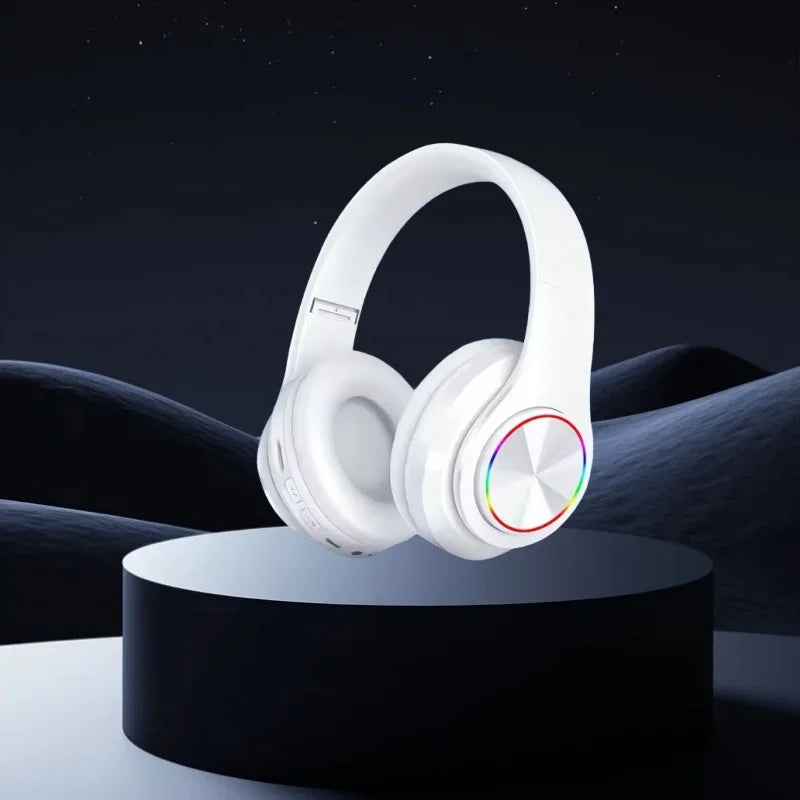 Wireless Over Ear Headphones - Active Noise Canceling, Deep Bass, LED Light, Portable Folding Design for Music, Sports & Games