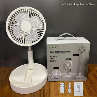 Portable Electric Fan Desktop Fan USB Charging Type 7200mAh Lithium Battery Foldable Telescopic Remote Control Outdoor Camping