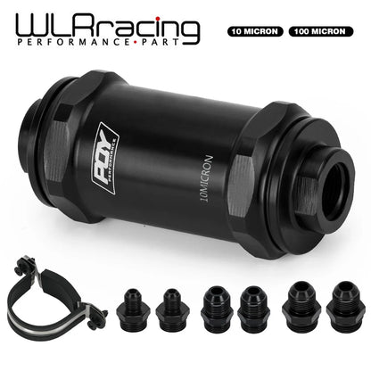 Inline Fuel Filter 10 Micron 100 Micron Fuel Filter Cleanable 6AN 8AN 10AN Adapter Universal