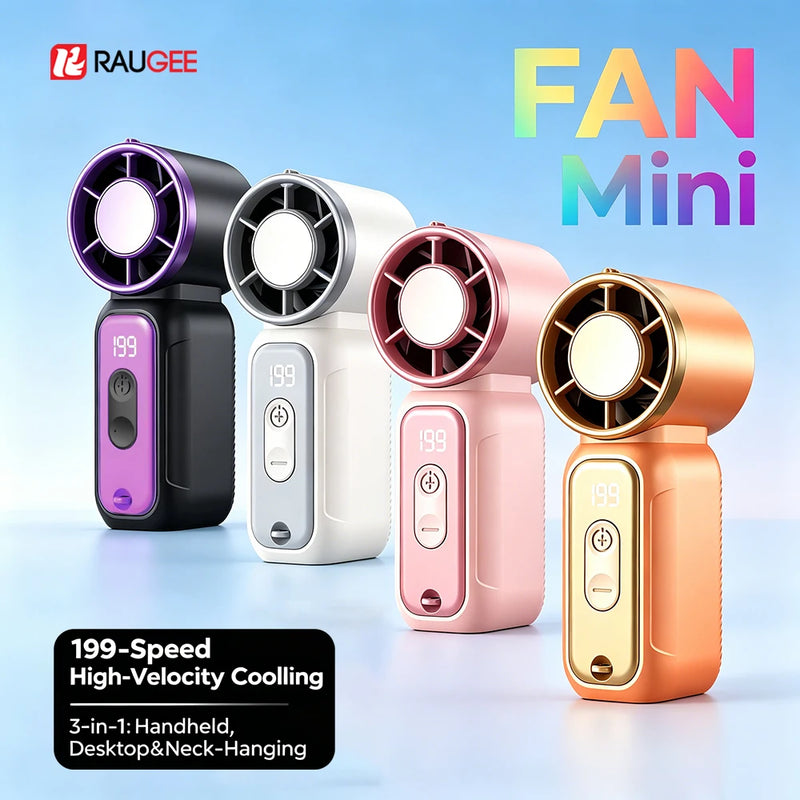 Portable Handheld Fan Mini Outdoor Pocket Fan Ultra Small Personal Hand Fan Pocket Size Neck Hanging Fan With Digital Disply