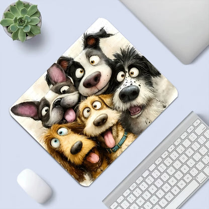 Mouse Pad, Cartoon Dog Selfie Gaming Mouse Pad, Suitable for Office Desktop Supplies, Study Desk, Tabletop, Keyboard Mat