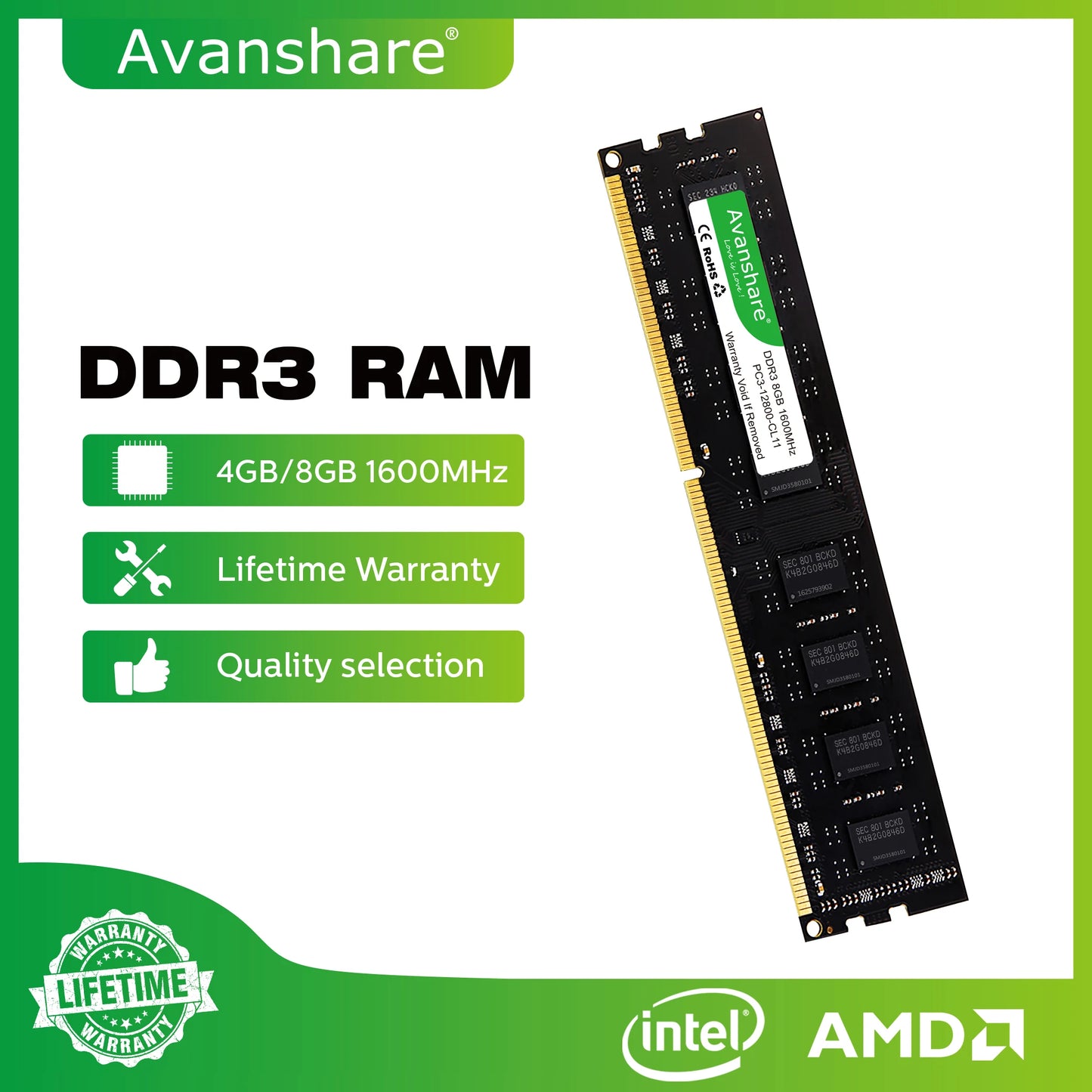 Ram DDR3 DDR4 DDR5 32GB 16GB 8GB 4GB1333 1600 2400 2666 3200 5600MHz Desktop Memory For All Motherboards Intel AMD By Avanshare