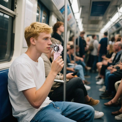 Portable Handheld Fan 5-Speed Personal Foldable Digital Display Hot Weather Electric Mini Fan For Outdoor Travel Camping Fishing