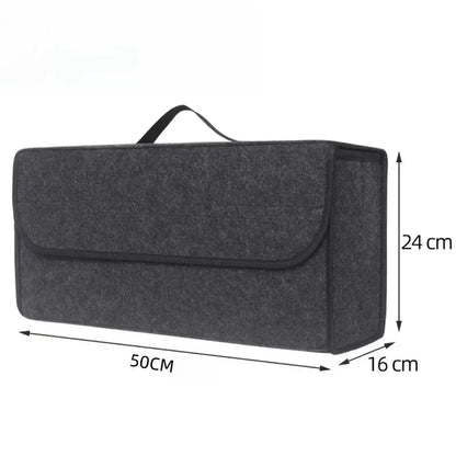 Anti-slip car trunk organizer - large capacity storage box made of soft felt material space-saving car accessory