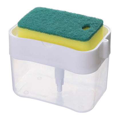 Dish Soap Dispenser for Kitchen,Liquid Soap Dispenser Kitchen Soap Dispenser with Sponge Holder,Sponge Caddy Soap Pump Dispenser