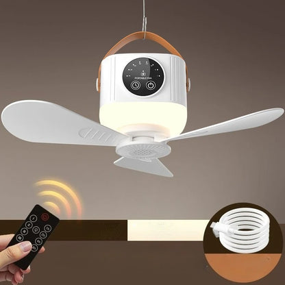 2026 New Portable Rechargeable Ceiling Fan Wireless USB Hanging Fan for Student Dorm Bed Outdoor Camping