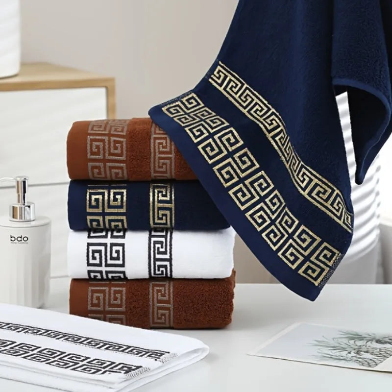 1/4/6pcs Embroidered Cotton Towel Set Bathroom 34x74cm/70x140cm Bath Towel Cover Personalized Sport Gift Big Towels Blue Green