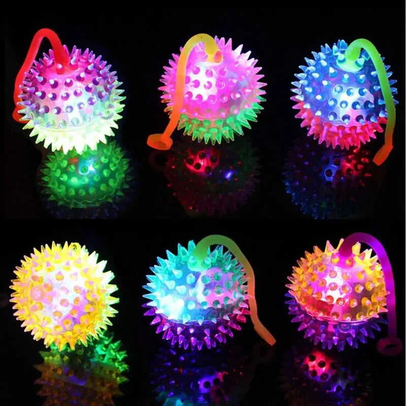 Event LED Light Up Flashing Massage Bouncing Glowing Spiky Ball Gift Glow Party Supplies
