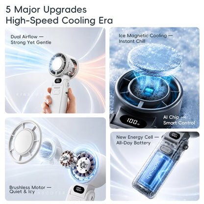 KINSCOTER Outdoor Foldable Portable Handheld Fan Mini Cooling Rechargeable 3600mAh 100-level Free Control High Speed Turbo Fan