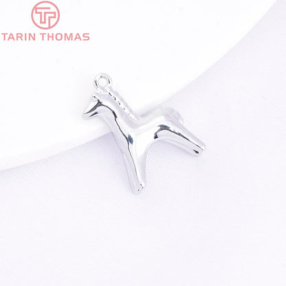 (10486) 6PCS 12x18MM 24K Gold Color Brass Horse Shaped Necklace Pendants Charms High Quality Jewelry Making Accessories