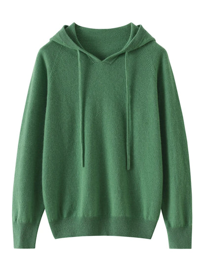 ADDONEE Women Cashmere Hooded Pullover Sweater 100% Cashmere Knitwear Spring Autumn Casual Simple Style Hoodie Clothing Tops
