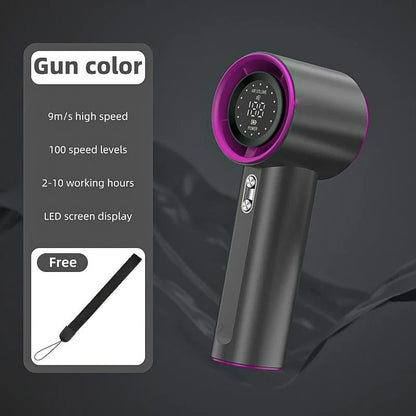 Lenovo 100 Levels Small Fan Usb Digital Display Rechargeable Handheld High-speed Powerful Wind Handheld Turbo Portable Fan