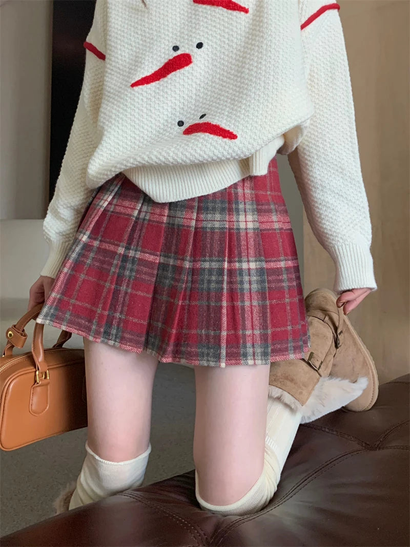Women Plaid Pleated Mini Skirt Teen-girl High Waist Check Tennis Skirt Preppy Academia Y2K Outfit
