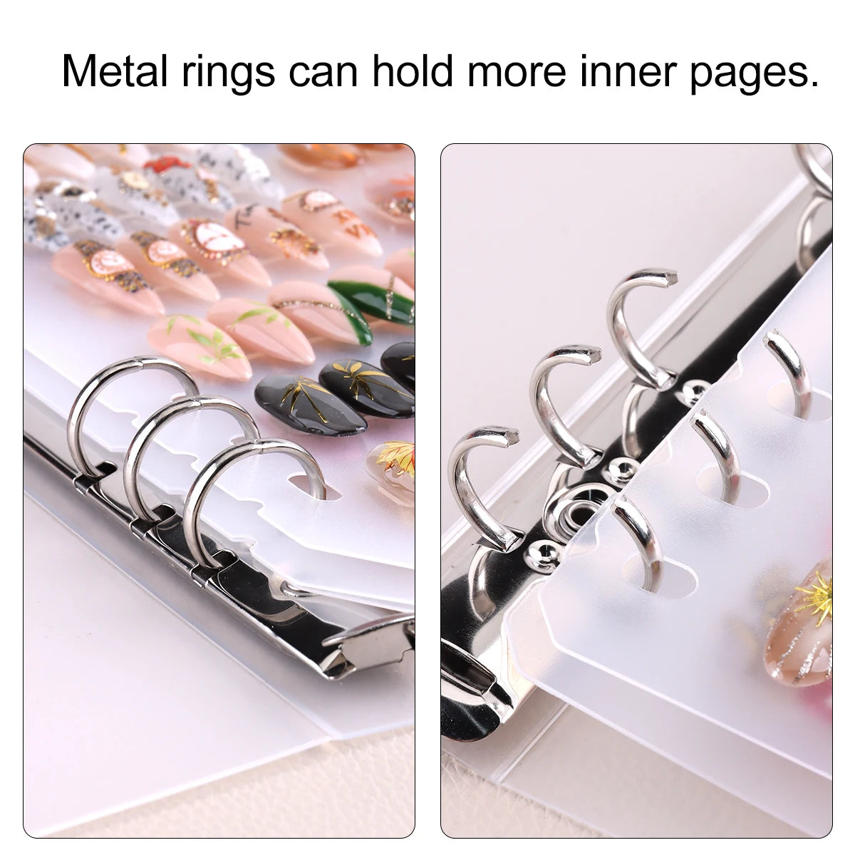 Nail Art Showcase Book, Large Capacity Nail Artwork Storage Book with Card Holder, DIY Simple Design Tools and Display Board