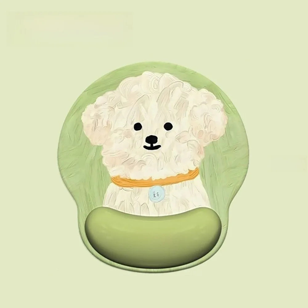 Cute Cartoon Mouse Pad with Wrist Rest Anti-Slip Rubber Puppy Mouse Pad HD Printing Cute Wrist Rest Pad Desktop Setup