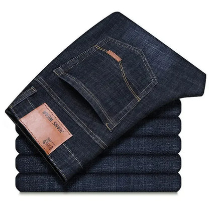 2024 NEW Men's Fashion Business Jeans Classic Style Casual Stretch Slim Jean Pants Male Brand Denim Trousers Black Blue