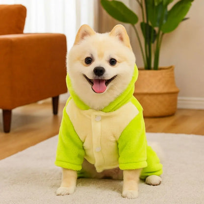 Pet Clothing Flannel Dog Warm Jumpsuits Dinosaur Shape Cute Puppy Pajamas Soft Comfortable Pet Dog Hoodie Indoor Wear