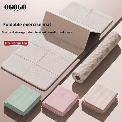 4mm Thick TPE Foldable Yoga Mat 183*61cm Easy Storage For Travel Yoga Pilates Home Exercise Floor Mat
