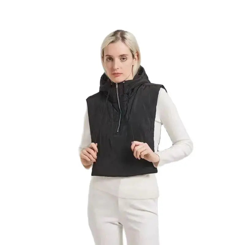 2024 New Winter Cotton Thickened Hooded Jacket Women Male Bracket Mock Collar Zipper Cape Beanies Casual Scarf Wind Snow Cap