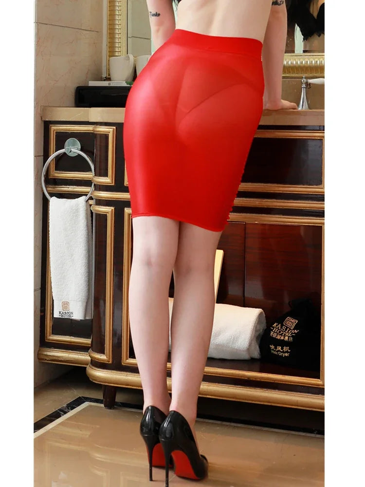 6 Colors Ladies Women's Mini Skirt Summer Glossy Bodycon Pencil High Waist Mini Tight Skirts Lingerie Party Night Club Wear