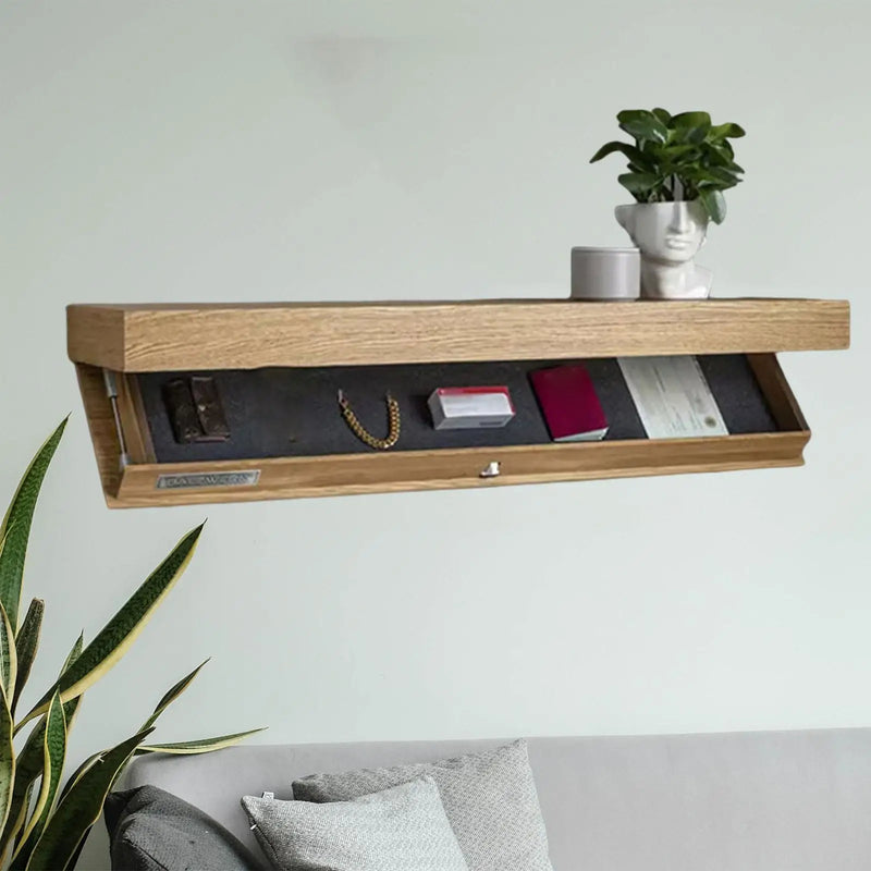 Floating Shelf Wall Mount Drawer Fashion Space Saving Home Decorative Storage Rack Multi-function Wood Concealed Floating Shelf