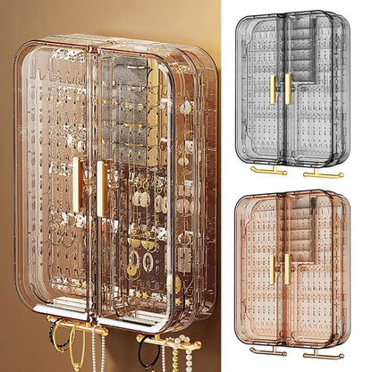 Jewelry Storage Box Jewelry Accessories Shelf Transparent Wall Mounted Jewelry Organizer Earrings Necklaces Rings Display Stand