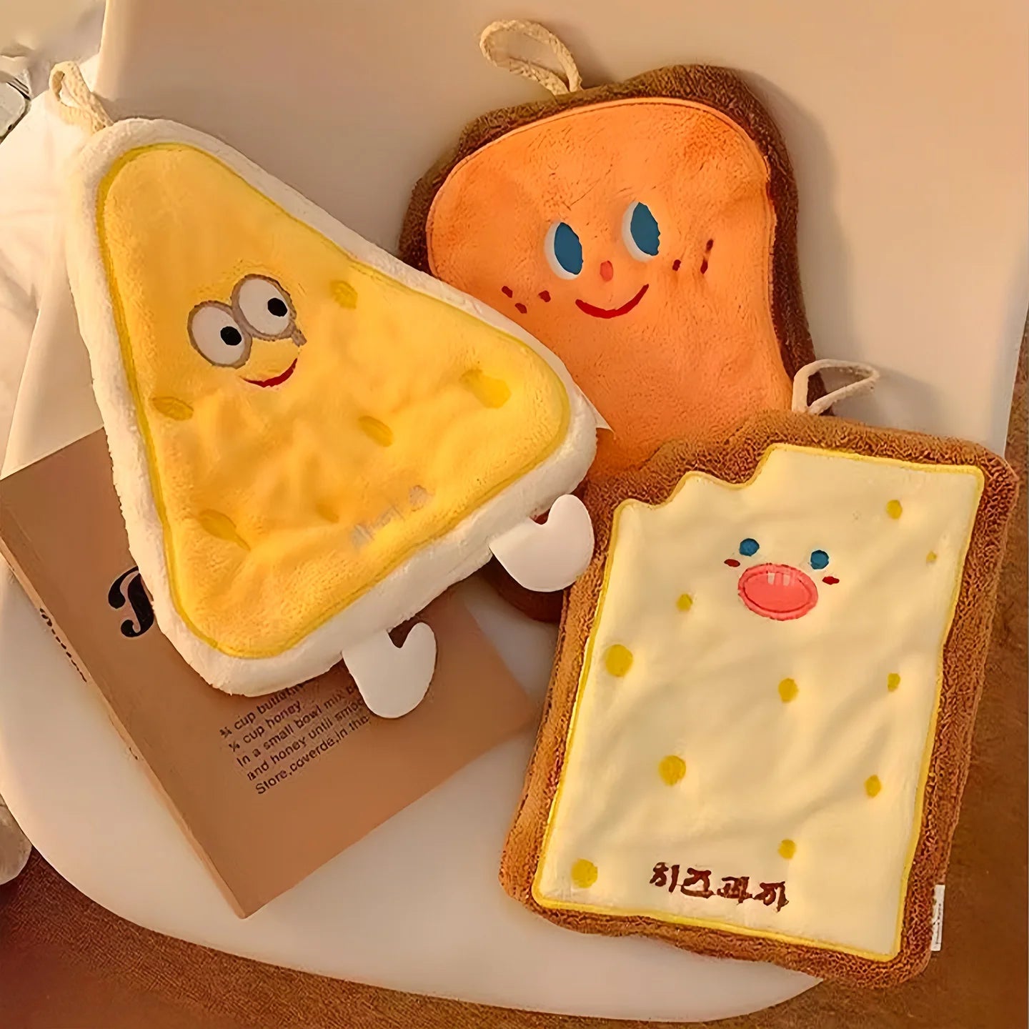 Cute Cartoon Hand Towel with Hanging Loop: Super Absorbent Thick Washcloth for Kitchen & Bathroom, Quick-Dry Decorative Towel