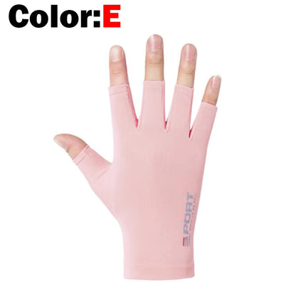 1pair Fishing Gloves Men And Women Half Fingers Ice silk Gloves Outdoor Gloves Summer Sunscreen Non-slip Gloves Sunscreen Gloves