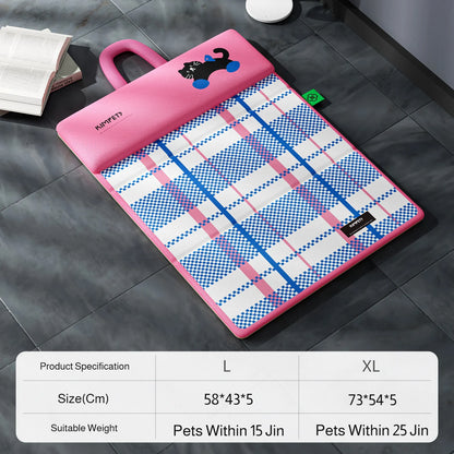 Pet Cooling Mat Double Sided Foldable Dog Bed Breathable Plaid Summer Pet Sleeping Pad Portable Washable Pet Pad for Dogs Cats