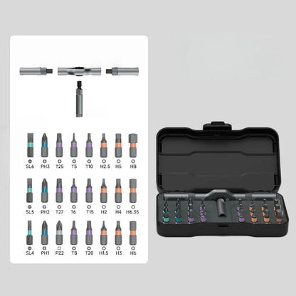24-in-1 Magnetic Screwdriver Set, DIY Ratchet Driver Kit, Multi-Bit Portable Precision Repair Tool for Furniture, PC & Bicycle