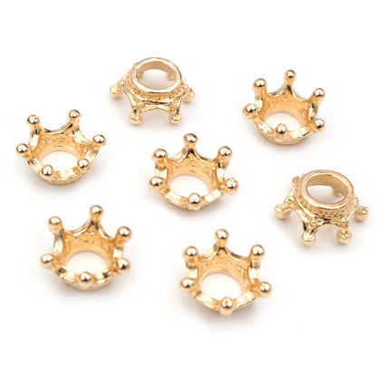 20pcs 14.5x6mm Alloy Loose Spacer Crown Beads Gold Silver Bronze Color Charms Beads for DIY Jewelry Making Bracelet Accessories