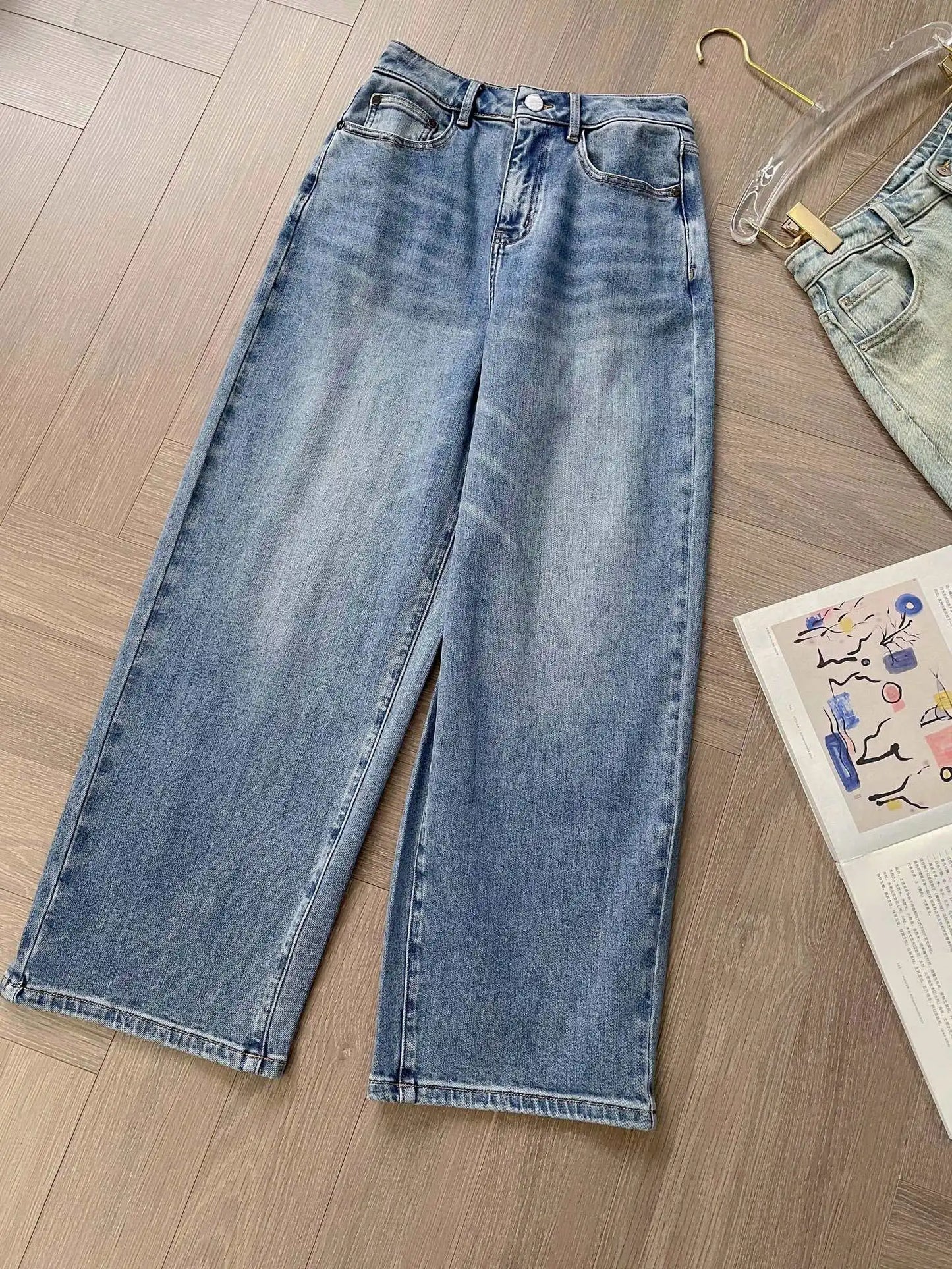25 Summer New Women's Casual Cotton Denim Wide Leg Pants