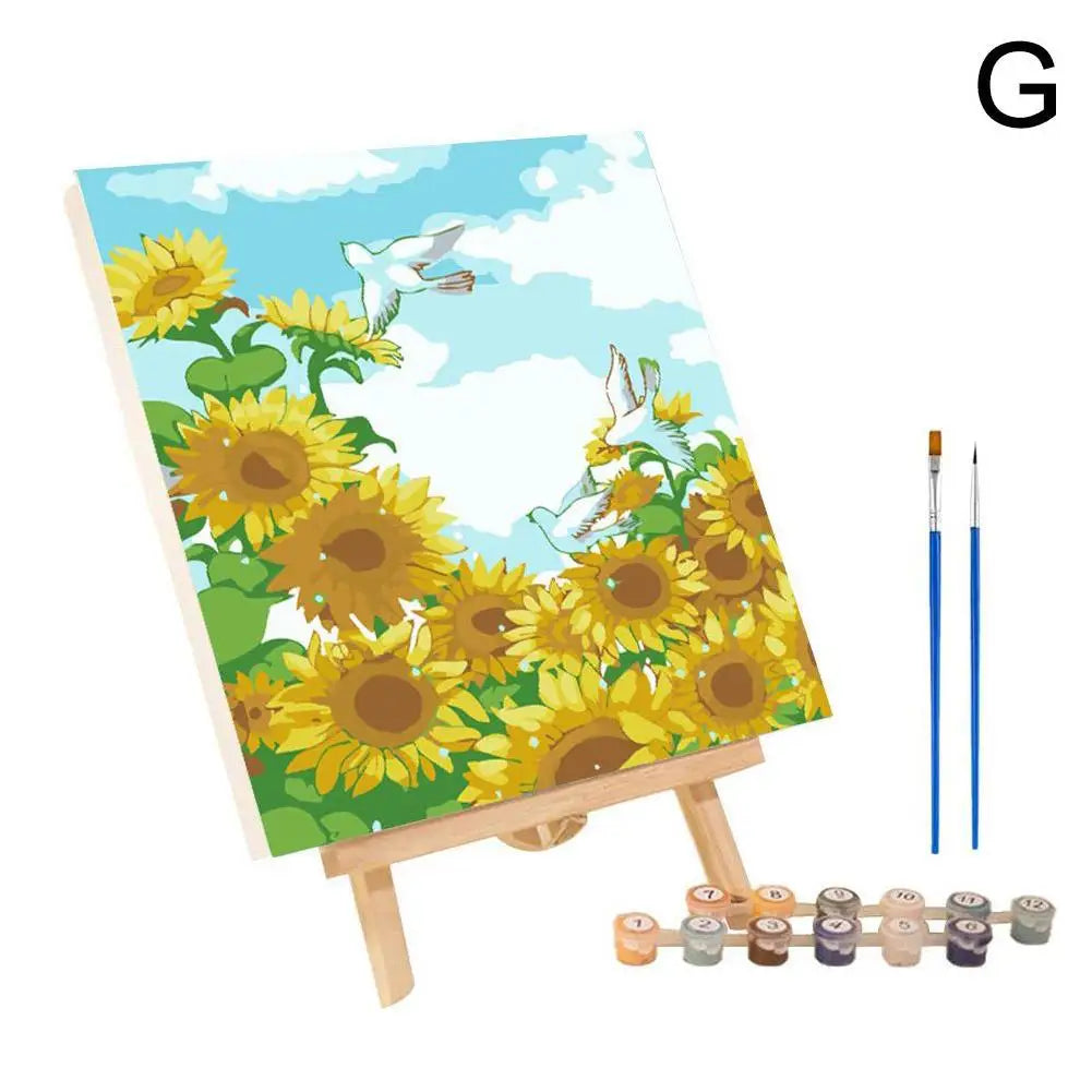 Frame Painting By Numbers Kit Abstract Sunset Landscape Modern Drawing Coloring DIY Painting By Numbers Acrylic Paint Home Decor