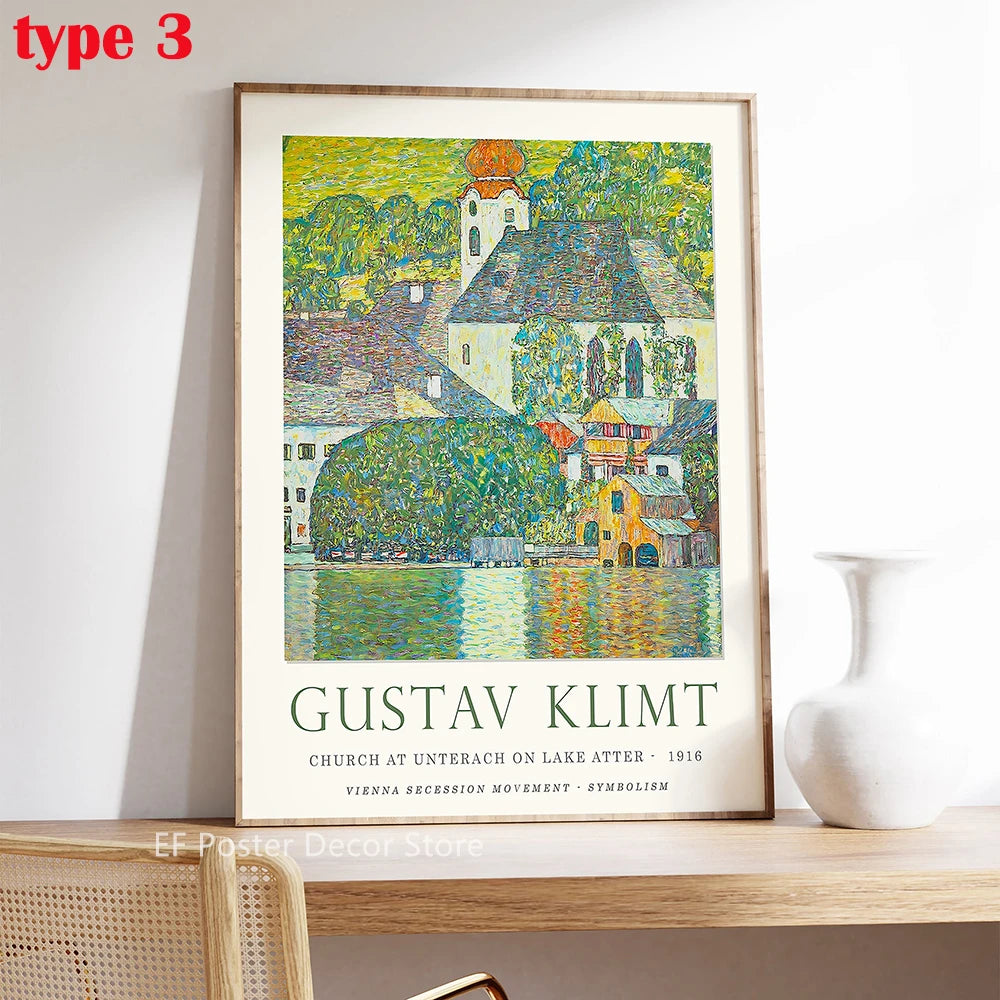 Floral Scenery Poster Exhibition Garden Aesthetic Prints Klimt Artwork Room Home Club Hallway Gallery Cafe Decor Wall Painting