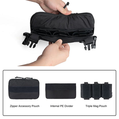 IDOGEAR Tactical Chest Rig MOLLE 500D Nylon Sandwich Side Buckle Front Baffle Elastic Waist Adjustment 3319