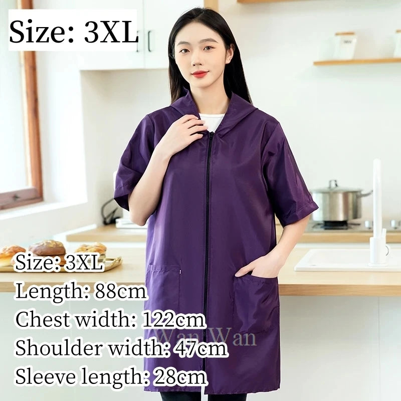 Pet Groomer Work Clothes Dog Grooming Uniform Short Sleeve Waterproof Gown New Black Beauty Salon Robe Barber Shop Apron Y1111