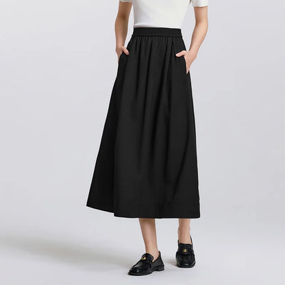 Semir Skirt Women 2025 New Spring Elastic Waist Solid Color Versatile Spring New Version Hip-covering A-line Umbrella Skirt