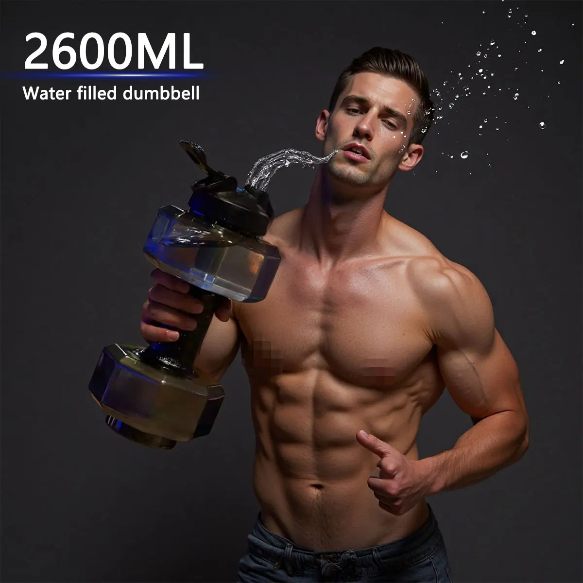 A 2.2L Water-Filled Dumbbell/Large Capacity Fitness and Yoga Flushing Dumbbell Kettle, Portable Dumbbell for Outdoor Sports and