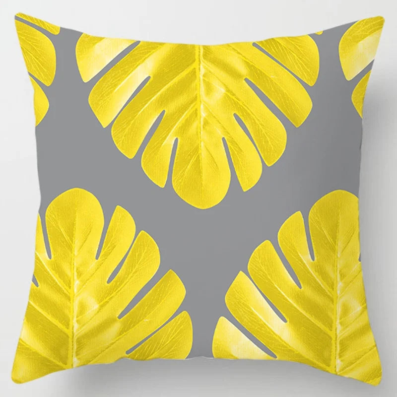 Modern Simple Yellow Flower Pillowcase Home Sofa  Lumbar   Cushion  Pillow