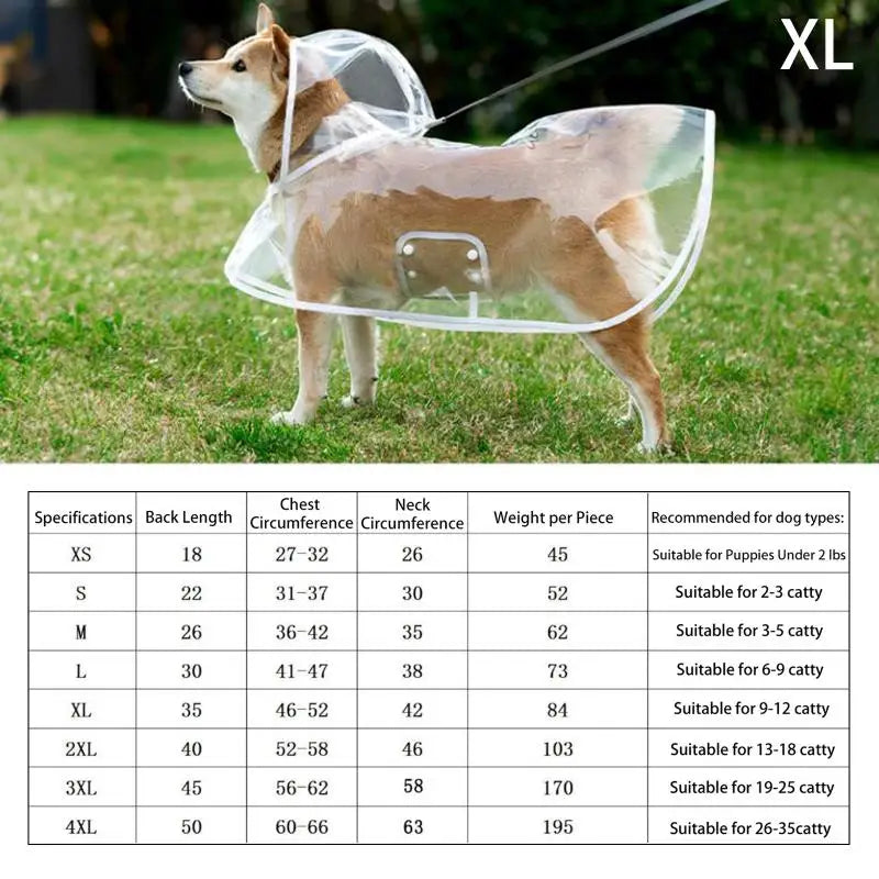Pet Raincoat Transparent Dog Raincoat Waterproof And Windproof Pet Clothing Large Dog Pet Dog Dog Costume