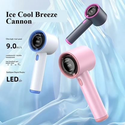 2026 New Portable Handheld Small Fan, 199-Speed Stepless High-Speed Intelligent Digital Display USB Charging Small Fan