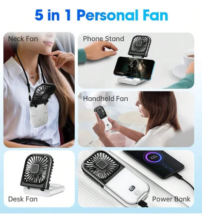 Portable handheld mini fan, personal fan with phone holder, type-C supports phone charging, multi-functional fan, stepless speed