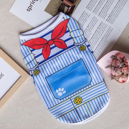 Cartoon Print Pet Clothes for Small Dogs Summer Quick Drying Kitten T Shirt Non Wrinkle Yorkshire Vest  Colorfast Pet Clothing