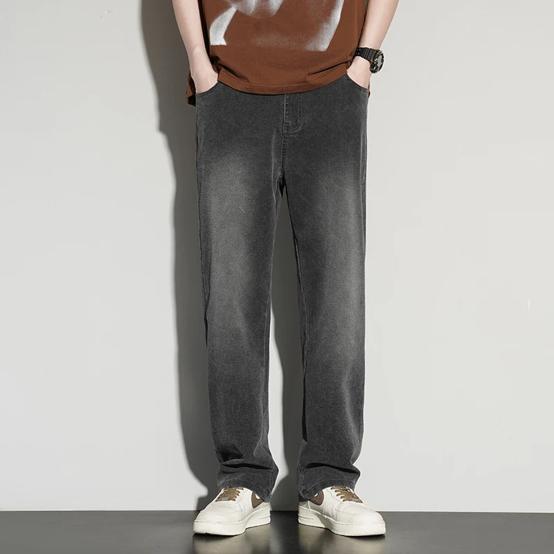 2025ss Autumn 190cm Big Tall Men Stretch Pants Extra Long Length 115cm Pants Large Size Straight-leg Jeans Sports Leisure Clothi